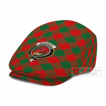 Moncrieff (Moncreiffe) Tartan Flat Cap, Jeff Cap Cross Style with Family Crest