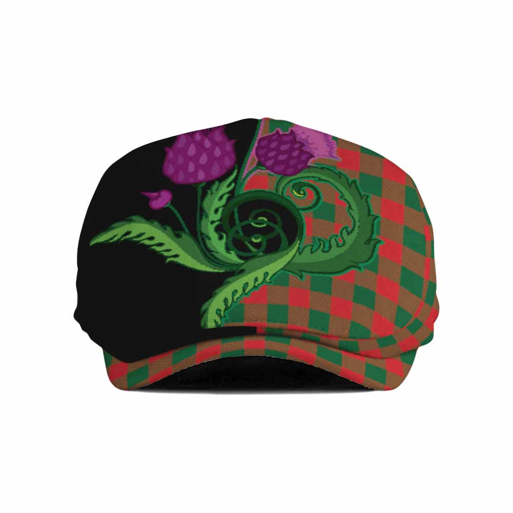 Moncrieff (Moncreiffe) Tartan Flat Cap, Jeff Cap Traditional Scottish Thistle