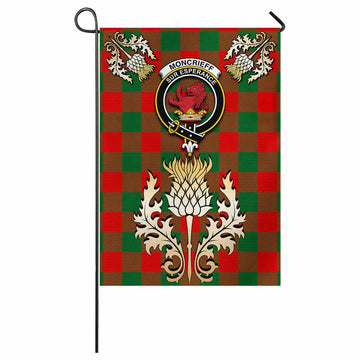 Moncrieff (Moncreiffe) Tartan Garden Flag with Golden Regal Scottish Thistle Emblem