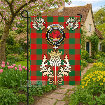 Moncrieff (Moncreiffe) Tartan Garden Flag with Golden Regal Scottish Thistle Emblem