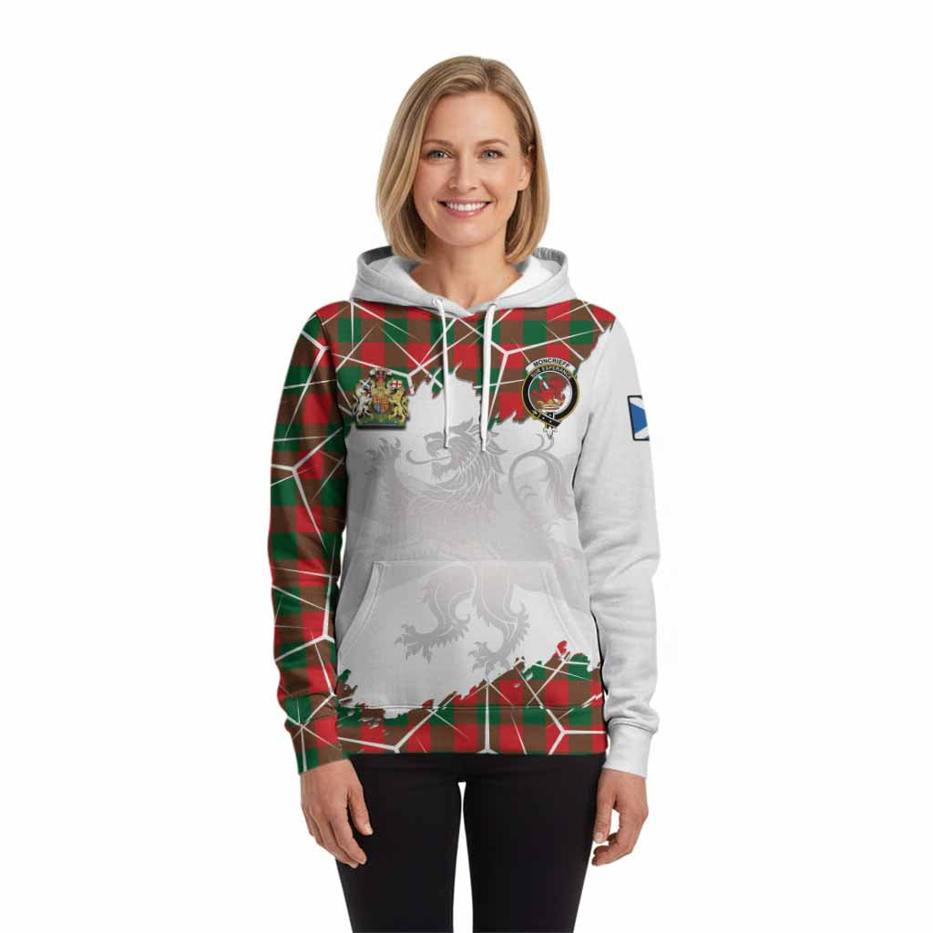 Moncrieff (Moncreiffe) Tartan Hoodie with Family Crest and Lion Rampant Grunge Style