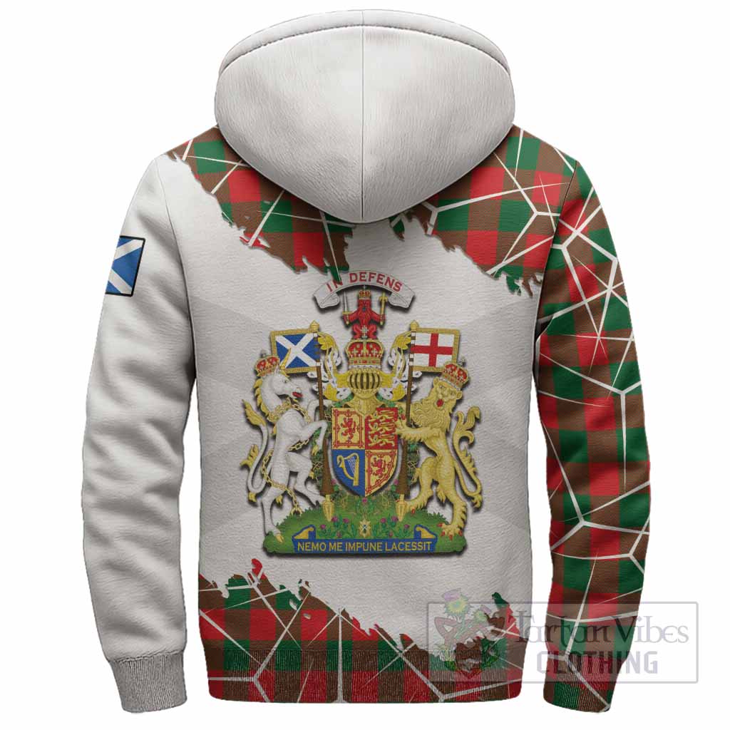 Moncrieff (Moncreiffe) Tartan Sherpa Hoodie with Family Crest and Lion Rampant Grunge Style