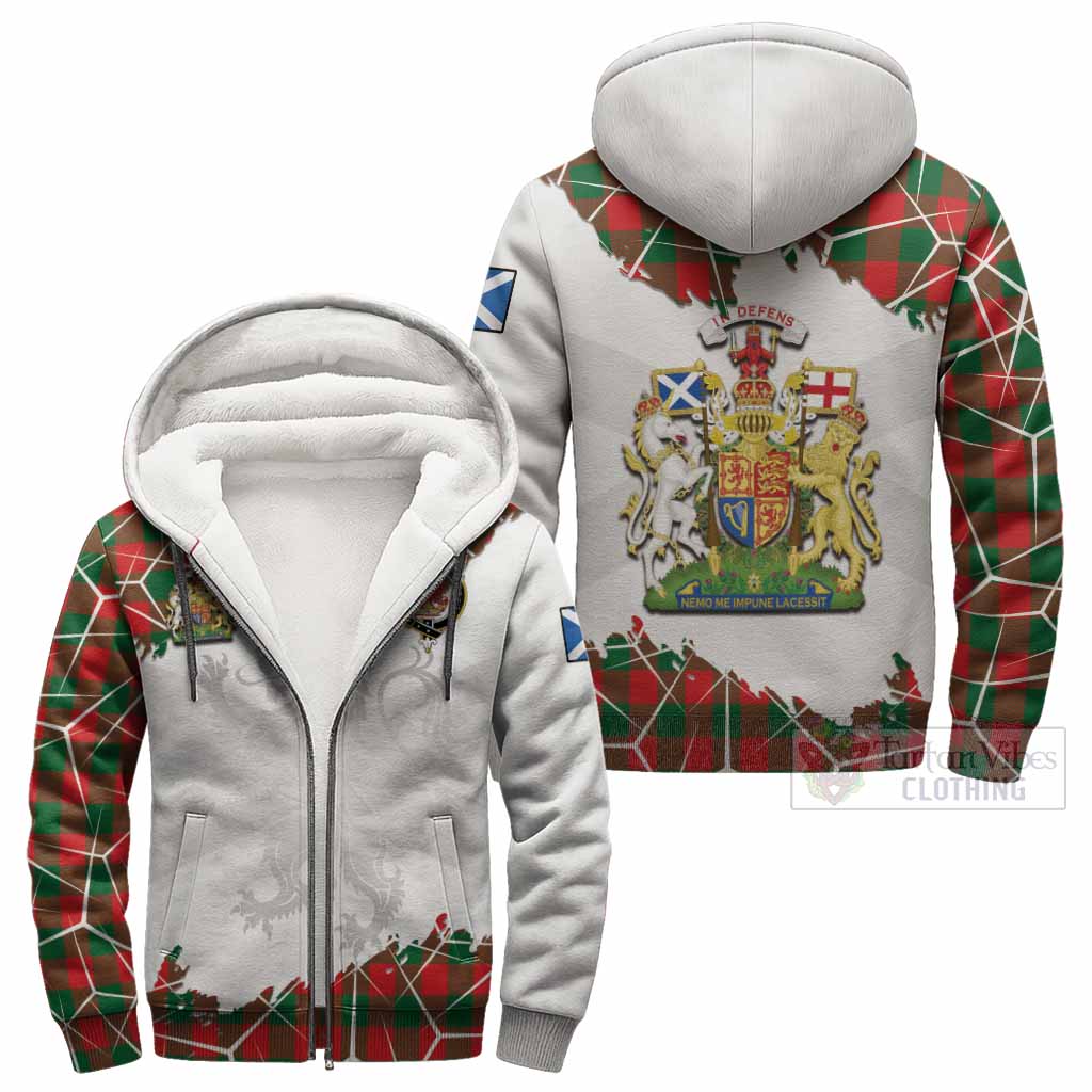 Moncrieff (Moncreiffe) Tartan Sherpa Hoodie with Family Crest and Lion Rampant Grunge Style