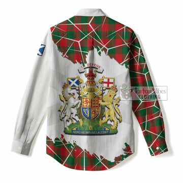 Moncrieff (Moncreiffe) Tartan Women Casual Shirt with Family Crest and Lion Rampant Grunge Style