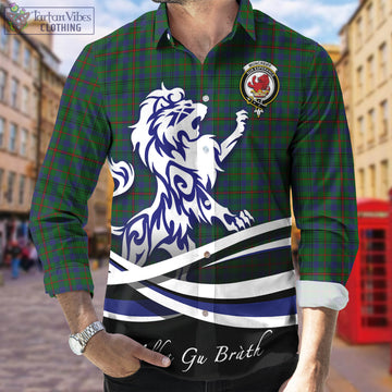 Moncrieff of Atholl Tartan Long Sleeve Button Up Shirt with Alba Gu Brath Regal Lion Emblem