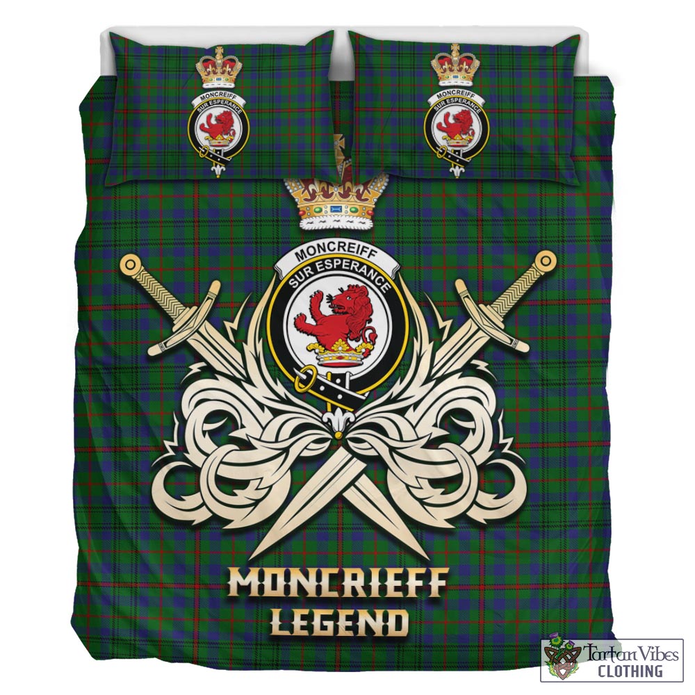 Tartan Vibes Clothing Moncrieff of Atholl Tartan Bedding Set with Clan Crest and the Golden Sword of Courageous Legacy