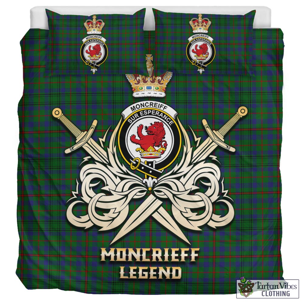 Tartan Vibes Clothing Moncrieff of Atholl Tartan Bedding Set with Clan Crest and the Golden Sword of Courageous Legacy