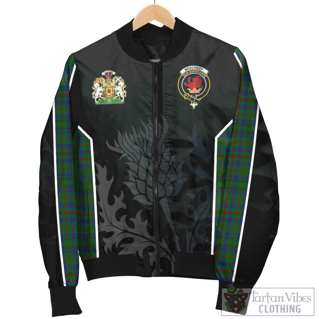 Tartan Vibes Clothing Moncrieff of Atholl Tartan Bomber Jacket with Family Crest and Scottish Thistle Vibes Sport Style