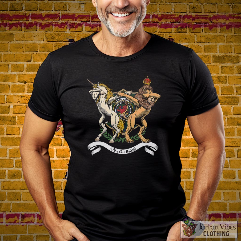 Tartan Vibes Clothing Moncrieff of Atholl Family Crest Cotton Men's T-Shirt with Scotland Royal Coat Of Arm Funny Style