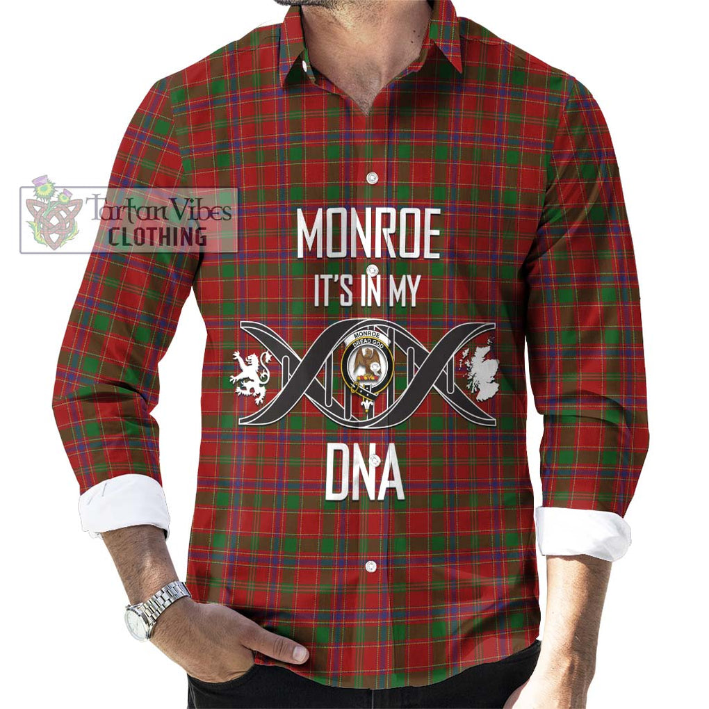 Monroe Tartan Long Sleeve Button Shirt with Family Crest DNA In Me Style Men's Shirt S - Tartanvibesclothing Shop