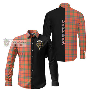 Monroe Ancient Tartan Long Sleeve Button Shirt with Family Crest and Half Of Me Style Men's Shirt S - Tartanvibesclothing Shop