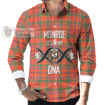 Monroe Ancient Tartan Long Sleeve Button Shirt with Family Crest DNA In Me Style Men's Shirt S - Tartanvibesclothing Shop