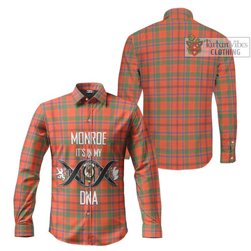Monroe Ancient Tartan Long Sleeve Button Shirt with Family Crest DNA In Me Style Men's Shirt - Tartanvibesclothing Shop