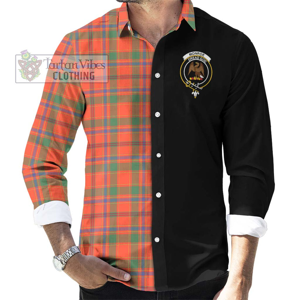 Monroe Ancient Tartan Long Sleeve Button Shirt with Family Crest and Half Of Me Style - Tartanvibesclothing Shop