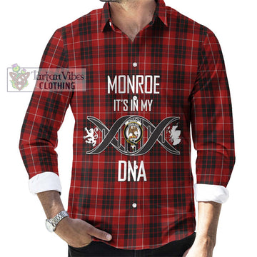 Monroe Black and Red Tartan Long Sleeve Button Shirt with Family Crest DNA In Me Style Men's Shirt S - Tartanvibesclothing Shop