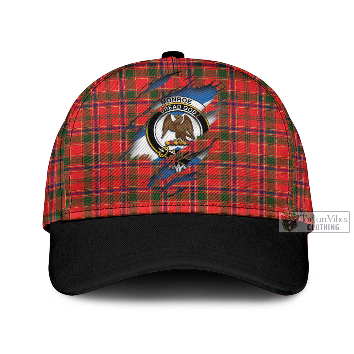 Tartan Vibes Clothing Monroe Modern Tartan Classic Cap with Family Crest In Me Style
