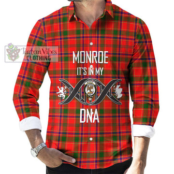 Monroe Modern Tartan Long Sleeve Button Shirt with Family Crest DNA In Me Style Men's Shirt S - Tartanvibesclothing Shop