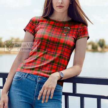 Monroe Modern Tartan Cotton T-Shirt with Family Crest Women's Shirt - Tartanvibesclothing Shop