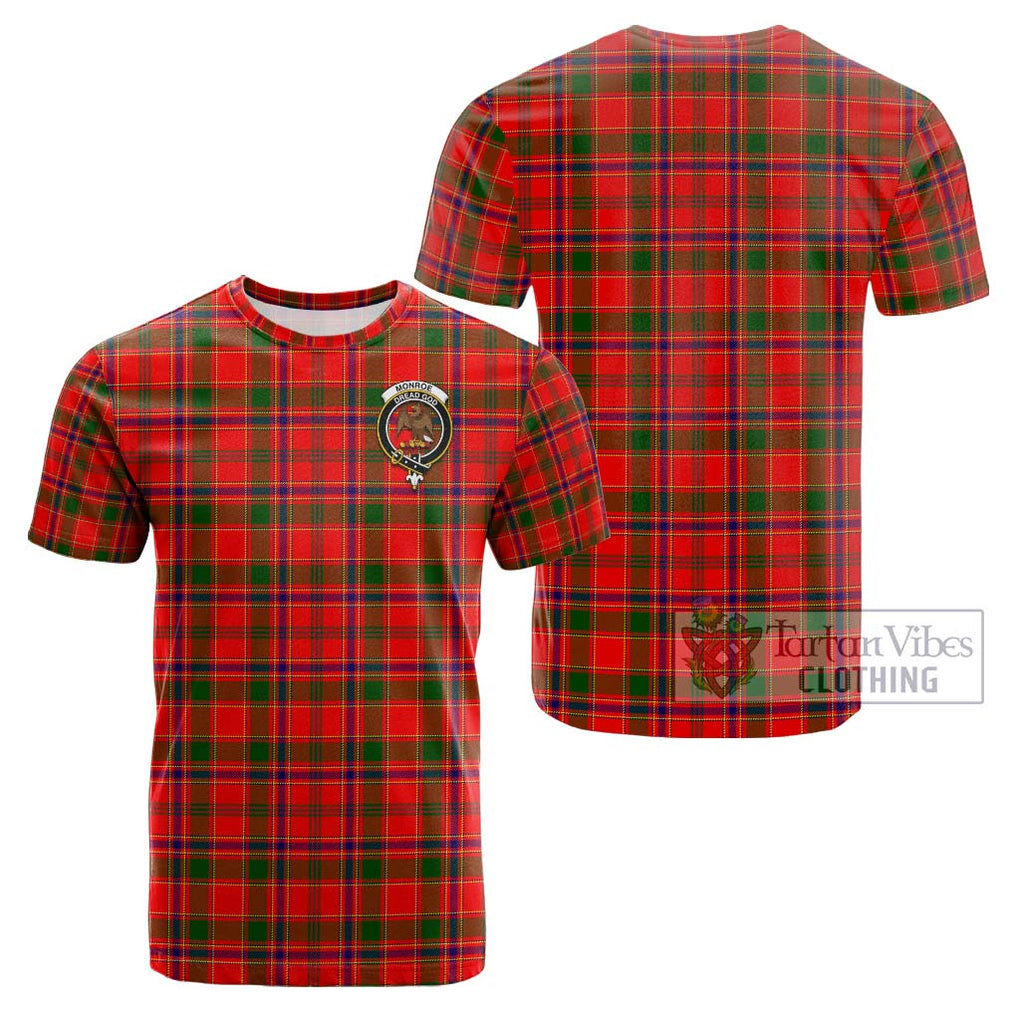 Monroe Modern Tartan Cotton T-Shirt with Family Crest Kid's Shirt - Tartanvibesclothing Shop