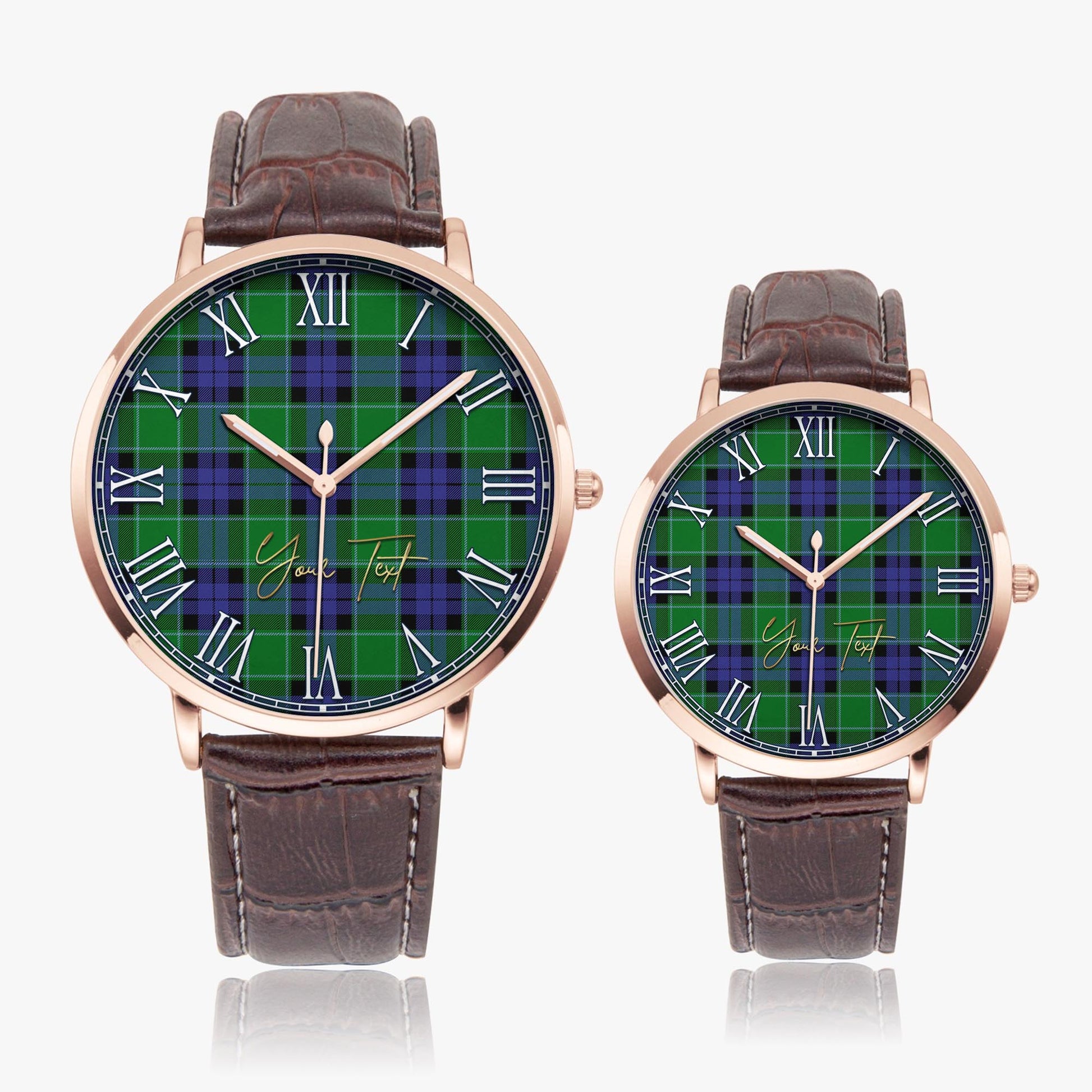 Monteith Tartan Personalized Your Text Leather Trap Quartz Watch - Tartan Vibes Clothing