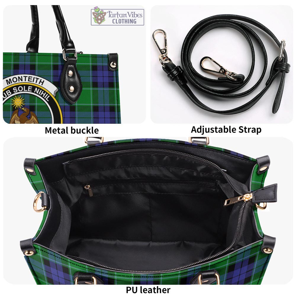 Monteith Tartan Luxury Leather Handbags with Family Crest - Tartan Vibes Clothing