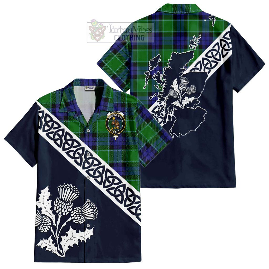 Monteith Tartan Hawaiian Shirt Featuring Thistle and Scotland Map Kid - Tartan Vibes Clothing