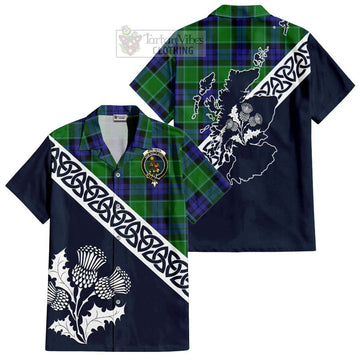 Monteith Tartan Hawaiian Shirt Featuring Thistle and Scotland Map Kid - Tartan Vibes Clothing