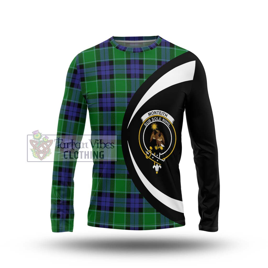 Monteith Tartan Long Sleeve T-Shirt with Family Crest Circle Style Unisex - Tartan Vibes Clothing