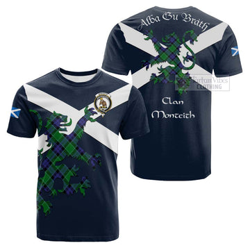 Monteith Tartan Lion Rampant Cotton T-shirt Proudly Display Your Heritage with Alba Gu Brath and Clan Name Kid's Shirt - Tartan Vibes Clothing