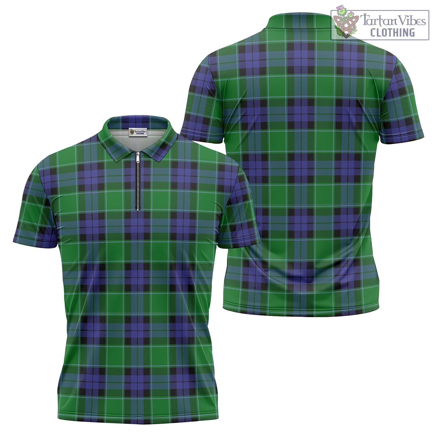 Monteith Tartan Zipper Polo Shirt Unisex - Tartan Vibes Clothing