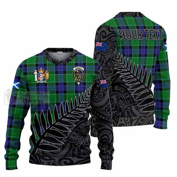 Tartan Vibes Clothing Monteith Crest Tartan Knitted Sweater with New Zealand Silver Fern Half Style