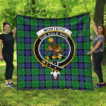 Monteith Tartan Quilt with Family Crest