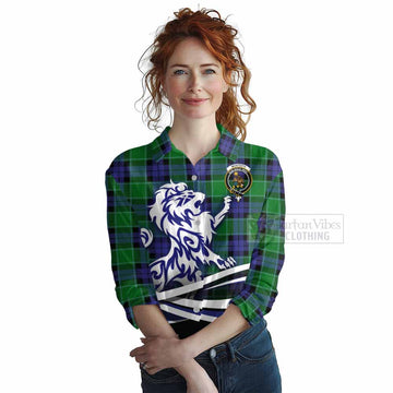 Monteith Tartan Women's Casual Shirt with Alba Gu Brath Regal Lion Emblem Female - Tartan Vibes Clothing