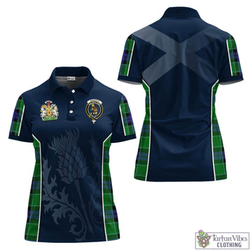 Monteith Tartan Women's Polo Shirt with Family Crest and Scottish Thistle Vibes Sport Style