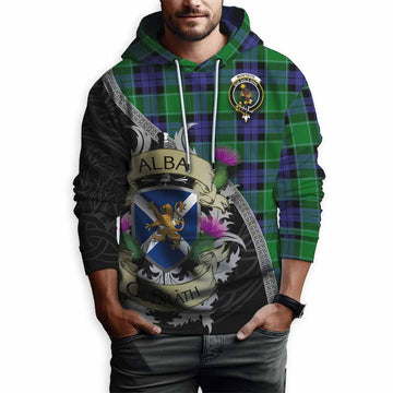 Monteith Tartan Family Crest Hoodie Lion Rampant Royal Thistle Shield Celtic Inspired Pullover Hoodie - Tartan Vibes Clothing