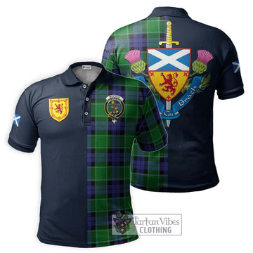 Monteith Tartan Polo Shirt Alba with Scottish Lion Royal Arm Half Style Kid - Tartan Vibes Clothing