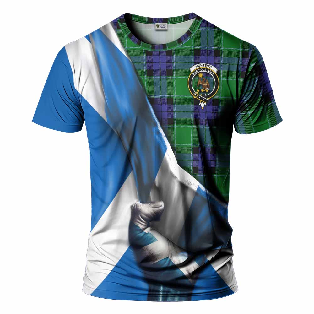 Monteith Tartan T-Shirt with Family Crest Scotland Patriotic Style Kid's Shirt - Tartan Vibes Clothing