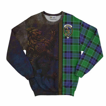 Monteith Tartan Family Crest Sweatshirt Alba Gu Brath Be Brave Lion Ancient Style Unisex - Tartan Vibes Clothing