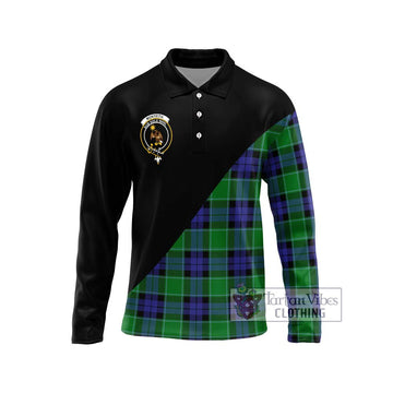 Monteith Tartan Long Sleeve Polo Shirt with Family Crest and Military Logo Style Unisex - Tartan Vibes Clothing