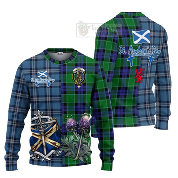 Monteith Tartan Knitted Sweater Happy St. Andrew's Day Half Tartan Style Unisex - Tartan Vibes Clothing