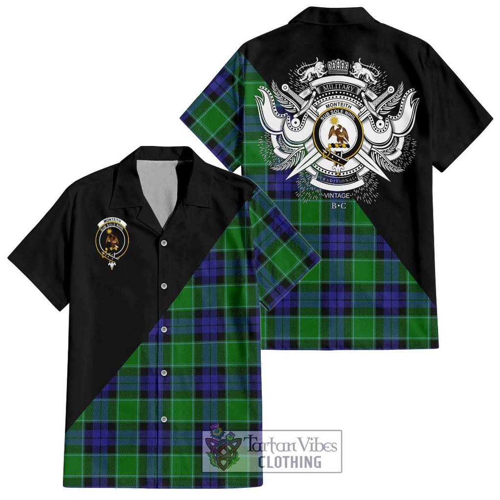 Monteith Tartan Hawaiian Shirt with Family Crest and Military Logo Style Kid - Tartan Vibes Clothing