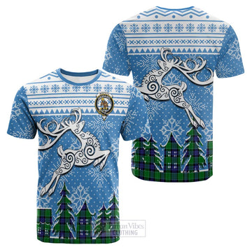 Monteith Clan Christmas Cotton T-shirt Celtic Reindeer Style Kid's Shirt - Tartan Vibes Clothing