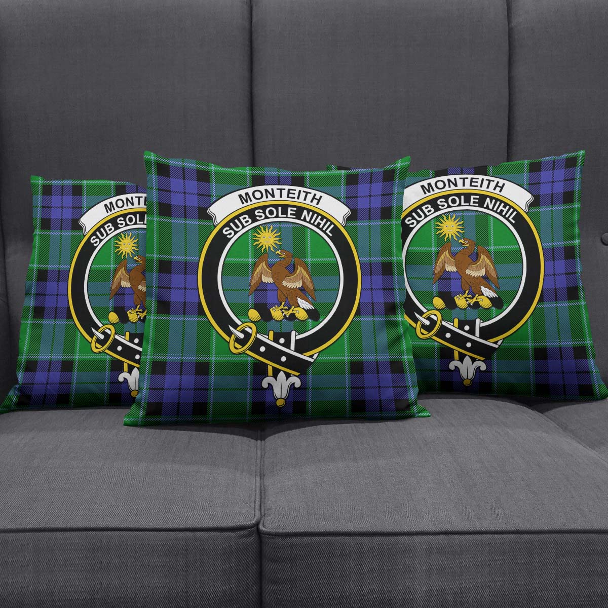 Monteith Tartan Pillow Cover with Family Crest Rectangle Pillow Cover 51*91cm - Tartan Vibes Clothing