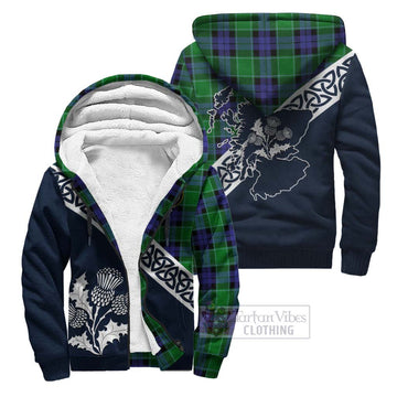 Monteith Tartan Sherpa Hoodie Featuring Thistle and Scotland Map Unisex - Tartan Vibes Clothing