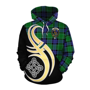 Monteith Tartan Cotton Hoodie with Family Crest and Celtic Symbol Style Pullover Hoodie XS - Tartan Vibes Clothing