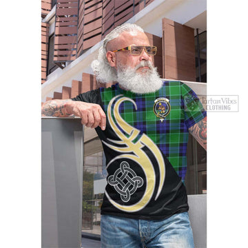 Monteith Tartan Cotton T-shirt with Family Crest and Celtic Symbol Style Men's Shirt - Tartan Vibes Clothing