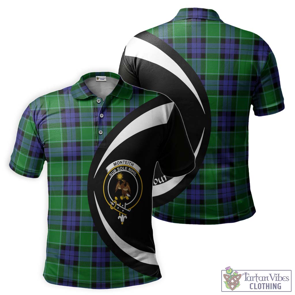 Monteith Tartan Men's Polo Shirt with Family Crest Circle Style Kid - Tartan Vibes Clothing