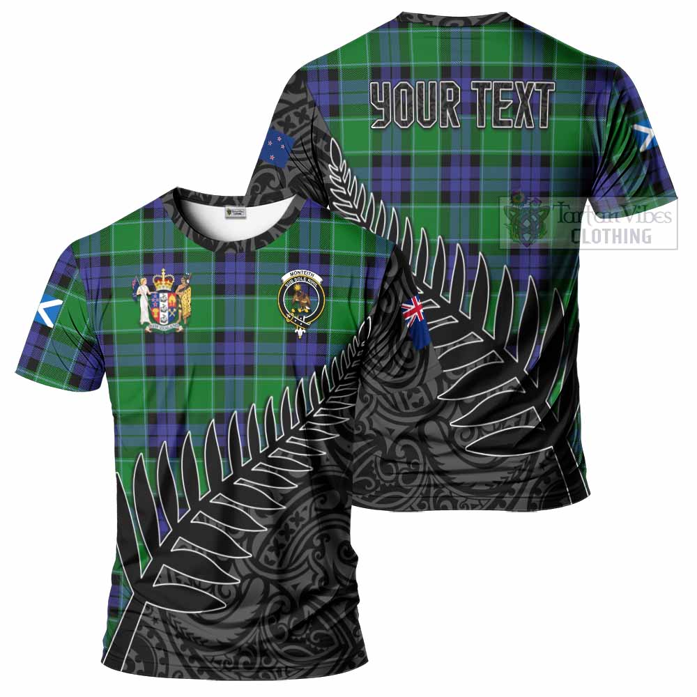 Monteith Crest Tartan T-Shirt with New Zealand Silver Fern Half Style Kid's Shirt - Tartan Vibes Clothing