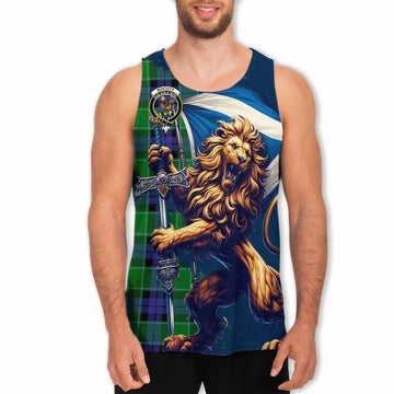 Monteith Tartan Family Crest Men's Tank Top with Scottish Majestic Lion Men - Tartan Vibes Clothing