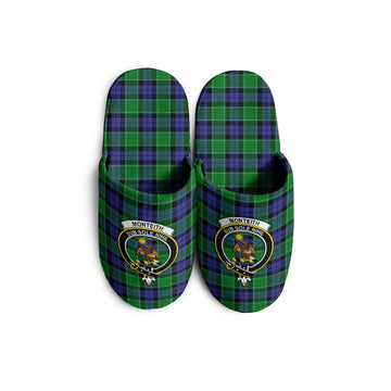 Monteith Tartan Home Slippers with Family Crest